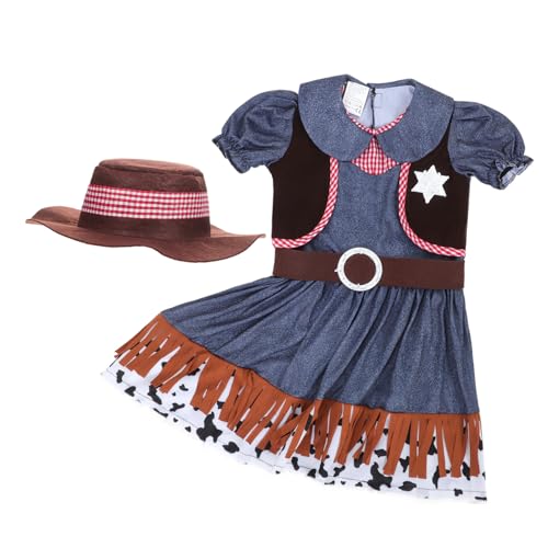 Abaodam 1 Set Damen Western Cowboy Kleidung Cowgirl Kostüm Mädchen Kinderkostüm Für Mädchen Mit Hut Cowgirl Kostüm Rolle Westernkleidung Westernkleid Für Mädchen Kinderkleid von Abaodam