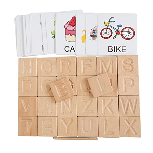 Abaodam 1 Set Englisch Beschreibung Bausteine ​​ Alphabet Holz von Abaodam