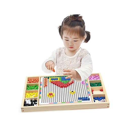 Abaodam 1 Set Holz Bambus Kinderspielset Kleinkind Puzzles Pilznägel Puzzle Weißes Spielzeug von Abaodam