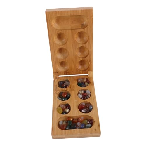 Abaodam 1 Set Holz Mancala Brettspiel Set 48 Stücke Mancala Steine ​​tragbare Reise Brettspiel Für Kinder Und Erwachsene Reise Spiele von Abaodam