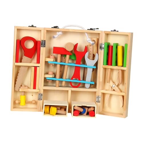 Abaodam 1 Set Kinder Werkzeugkasten Kinderspielzeug Kinderspielzeug Kinder Reparaturwerkzeug Spielzeug Holz Wartungswerkzeug Spielzeug Zerlegbares Spielzeug Montage von Abaodam