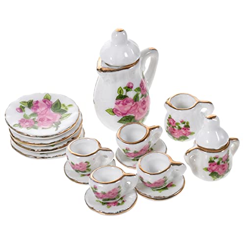 Abaodam 1 Set Mini Keramikgeschirr Pfannen Nachmittagsfoto Wasserkocher Winzige Mini Teetasse Porzellantassen Miniatur Set Spielzeugkeramik von Abaodam