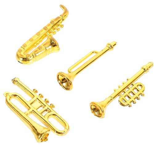 Abaodam 1 Set Mini-Kunststoff-Musikinstrument Puppenhaus Trompete Saxophon Mittelgebläse Musikinstrument-Figuren Ornament Für Mini- Musikzimmer Weihnachtsbaum-Hängedekoration von Abaodam