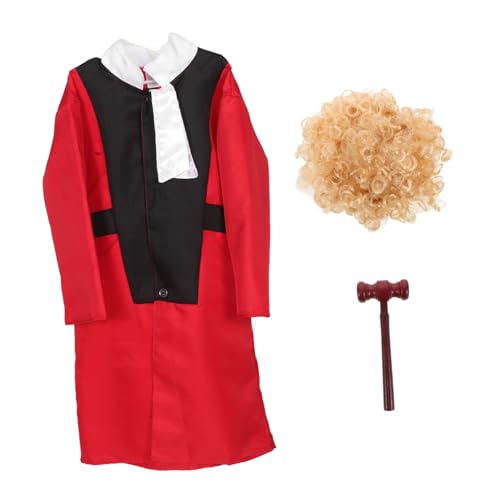 Abaodam Richterkostüm Perückenset für Kleinkinder Jungen und Mädchen Rollenspiel Richteranzug Karriere Halloween-Outfit von Abaodam