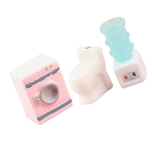 Abaodam 1 Set Simulierte Haushaltsgeräte Kleiderwaschmaschinen Spielzeughaus Puppenhauszubehör Mini Waschmaschine Mini Möbel Für Puppenhaus Mini Toilette Weißes Kunstharz von Abaodam