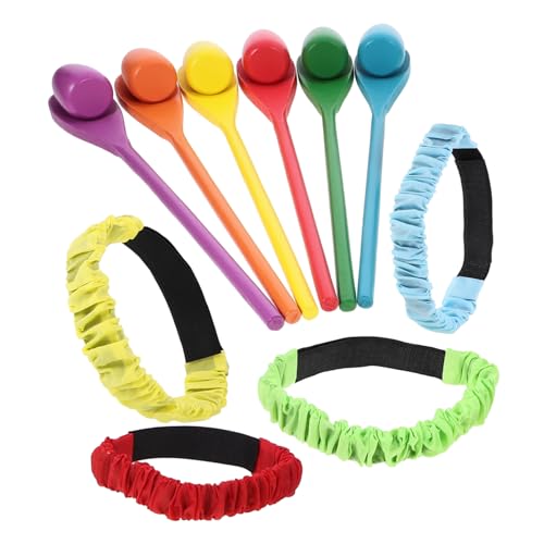 Abaodam 1 Set Stress Ei Und Löffel Aus Holz Staffelrennen Sensorisches Trainingsspiel Set Ausgewogenes Ei Doppel Ei Spiele Eierlöffel Spielzeug Set Outdoor Elastisch Partyzubehör von Abaodam