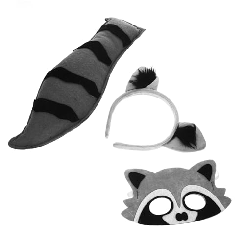 Abaodam Tier Waschbär Kostüm Set, Waschbär Stirnband Ohren und Maske Set für Tierkostüm Cosplay Geburtstagsparty Zubehör Halloween Kostüm Partyzubehör Abaodam Tier Waschbär Kostüm Set, Waschbär Stirnband Ohren und Maske Set für Tierkostüm Cosplay Geburtstagsparty Zubehör Halloween Kostüm Partyzubehör von Abaodam
