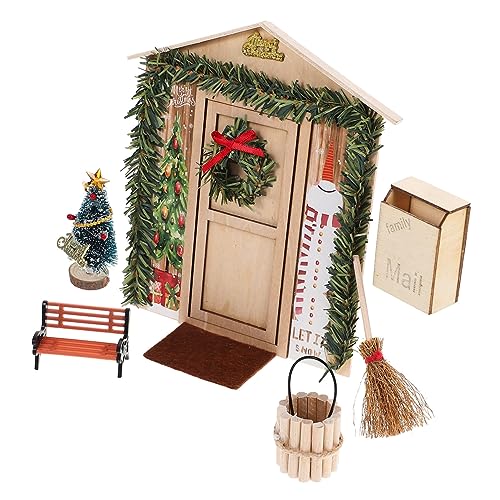 Abaodam 1 Set Weihnachtsdekoration Für Puppenhaus Miniaturen Tür Modell Für Puppenhaus Szene Holzfarbe DIY Zubehör Für Festliche Atmosphäre Im Spielzeughaus von Abaodam