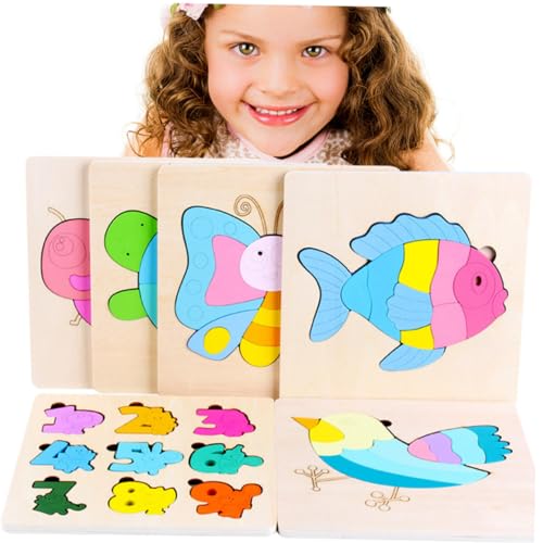 Abaodam 1 Stück Holzrätsel Pädagogisches Puzzle holzpuzzles Lernspielzeug kinderga pädagogisches für 3D-Speicher-Puzzle Holzprozesäge Bambus Colorful von Abaodam