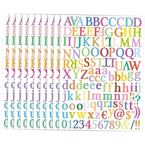 Abaodam 10 Blätter Alphabet-Aufkleber Buchstaben aufkleben Buchstabenaufkleber aus Vinyl Scrapbooking Sticker Vinyl Sticker Etiketten farbige Buchstabenaufkleber Selbstklebende Buchstaben von Abaodam