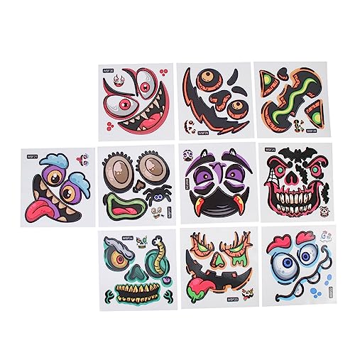 Abaodam 10 Blätter lustiges Halloween wanddeko Halloween Funny Stickers Geisteraufkleber süße Halloween-Aufkleber kreative kürbisaufkleber Cartoon-Halloween-Aufkleber PVC von Abaodam