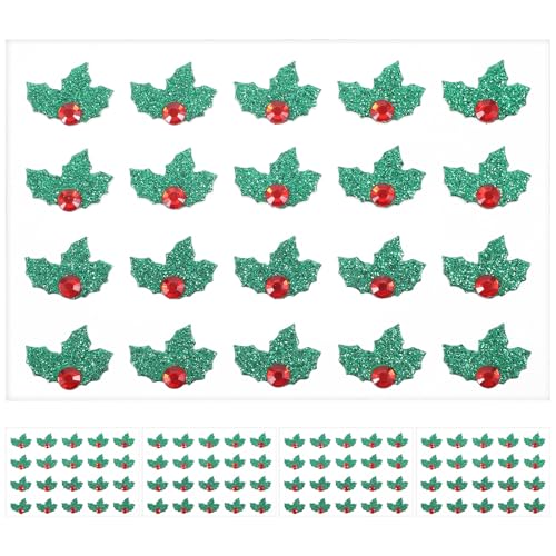Abaodam 10 Bögen Weihnachtsaufkleber mit Stechpalmenmotiv, Grün Und Rot, für Weihnachtskarten, Kranz-Arrangement, Anhänger, Stechpalmenbeeren, Verzierungen, DIY Abaodam 10 Bögen Weihnachtsaufkleber mit Stechpalmenmotiv, Grün Und Rot, für Weihnachtskarten, Kranz-Arrangement, Anhänger, Stechpalmenbeeren, Verzierungen, DIY von Abaodam