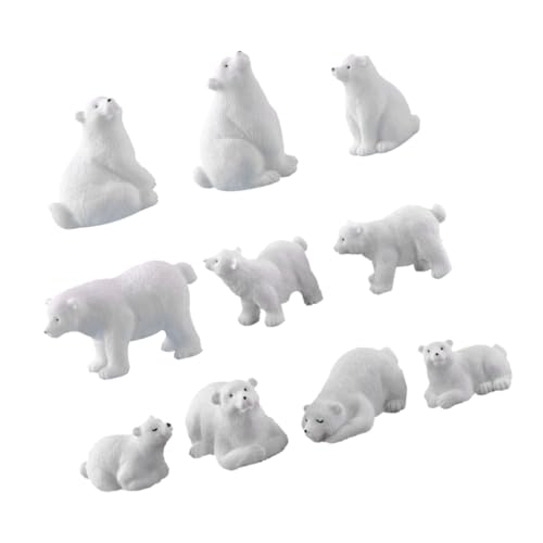 Abaodam 10 STK Mikrolandschaftsdekoration Mini-Statue Miniatur-tierfigur Mini-eisbär-Ornament Bärenmodell Mini-tierfiguren Minifiguren Mini-Tiere Mini-Spielzeug Mini-zubehör Weiß Harz von Abaodam