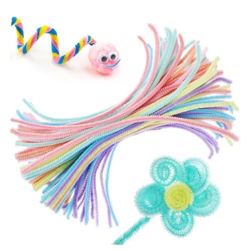 Abaodam 100 Stück Bunte Macaron Twist Stäbe Flauschige Drähte Flexible Stäbchen Zum Basteln Biegsamer Draht Zum Basteln Twist Stick Basteln DIY Gedrehter Stab Chenille Stiele von Abaodam