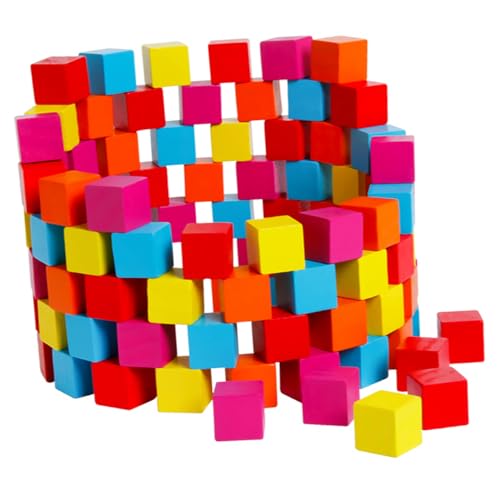 Abaodam Bunte Holzbauklötze Für Early Education Cube Blocks Pädagogisches Für Kreative BAU Und Lernspiele Ideal Für Montessori Und STEM Aktivitäten von Abaodam