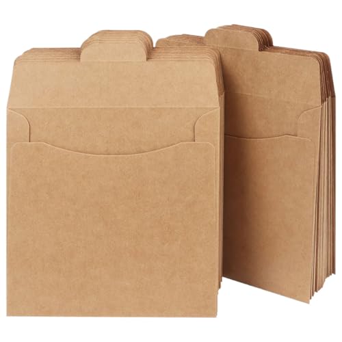 Abaodam 100St Disc-Tasche Präsentationsständer aus Draht Speicherteiler Einzelbecher-Präsentationsständer Kraftpapier Umschläge Vintage CD Taschen DVD-Hüllen Bastelpapiertüten Light Brown von Abaodam