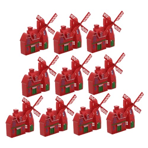 Abaodam 10pcs Vintage Hausdekor Dekorative Windmühle Mini-windmühle Plastik Rot von Abaodam