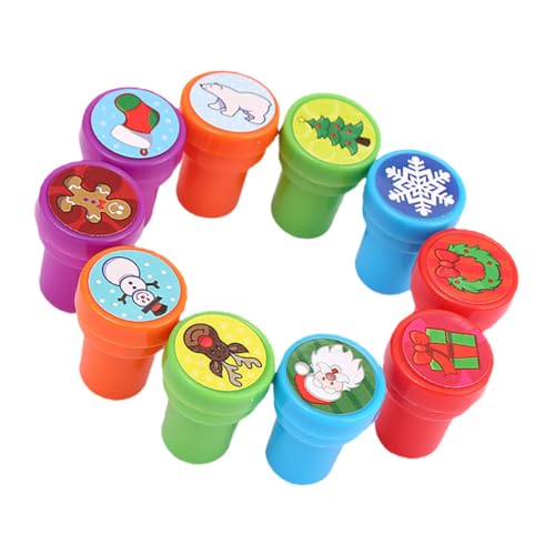 Abaodam 10st Kinderstempel Kinderanzüge Krippenspielzeug Für Kinder Weihnachtspreise Partyzubehör Für Kinder Weihnachtsstempel Sortiert Weihnachtsspielzeug Gefallen Kinderstampfer Plastik von Abaodam