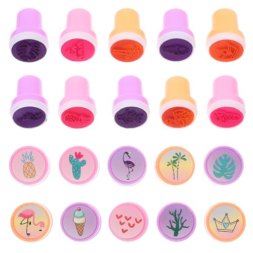 Abaodam 10-teiliges Stempelset Für Kinder Selbstfärbende Stempel Flamingo-Stempel Für Partygeschenke Klassenzimmer Belohnungen Basteln Jungen Und Mädchen von Abaodam