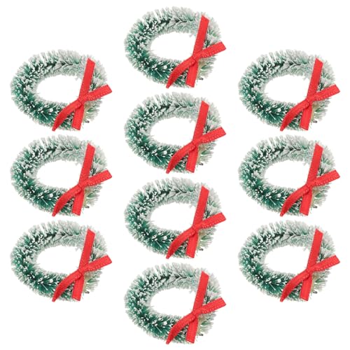 Abaodam 10st Weihnachtskranz Weihnachtsdeko Weihnachtsgirlande Schleifenkranz Zu Weihnachten Roter Beerenkranz Weihnachtskränze Verzierung Mini-Ornamente Für Kleine Bäume Green Sisal-Seide von Abaodam