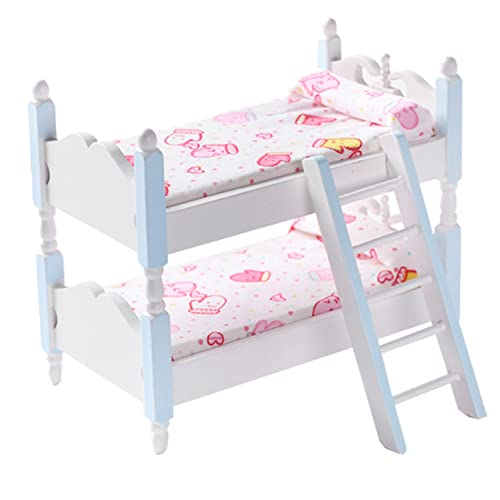 Abaodam 1/12 Puppenhaus Miniatur öbel Etagenbett Für Kinderzimmer Dekoration Blaues Bunk Bed Für Puppenhaus Zubehör Und Ideal Für Miniatur Szenen von Abaodam