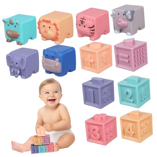 Abaodam 12 STK Holzblock kinderzimmer spieluhren Babys zur babyparty Gummiblock Weiche Blöcke, bausteine weiches Gummi von Abaodam