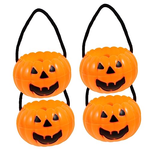 Abaodam 12 Stk Abnehmbarer Kürbiseimer Halloween-süßigkeiten Halloween-geschenkkorb Party-bonbonglas Halloween-kürbiseimer Halloween-kürbis-eimer Runder Kürbiseimer Tasche Plastik Orange von Abaodam