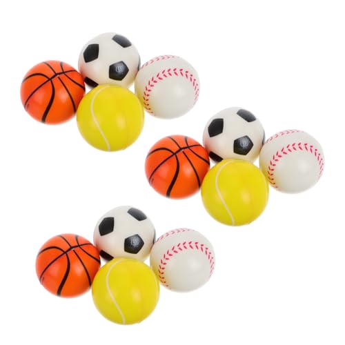 Abaodam 12 Stück Hüpfball Korbball Minispielzeug Sportbälle Basketball Partydekorationen Baseballspielzeug Sport Stressbälle Spielzeug Basketballspielzeug Kleiner Fußball Sportbälle von Abaodam