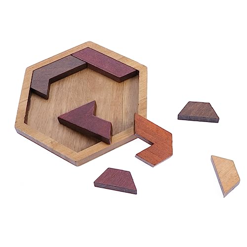 Abaodam 12 Teiliges Holzspielzeug Hexagon Tangram Puzzle Gehirnspiele Für Lernspielzeug Für Kreatives Denken Und Problemlösung von Abaodam