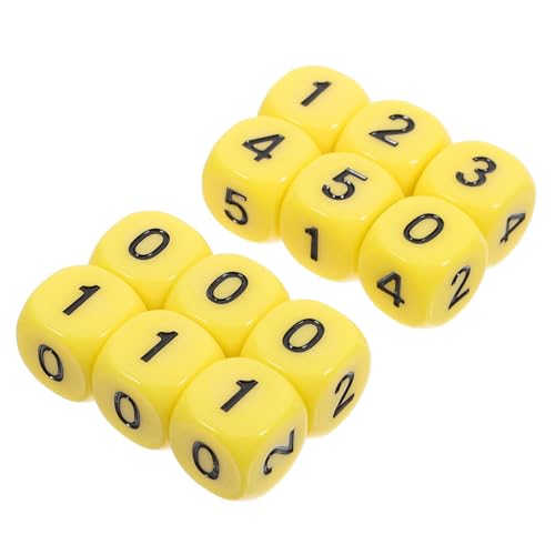 Abaodam 12St Mathe-Würfel 6-seitiges Spiel Rechenwürfel große Würfel Standardspiel Tischspiel Zahlenwürfel spielwürfel partyspiel brettspiel tragbare Würfel Partyzubehör Acryl Yellow von Abaodam