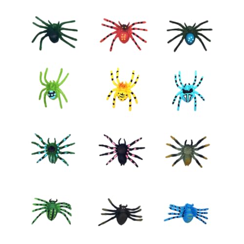 Abaodam 12St Spinne Tricky Toy Halloween-Dekorationen im Freien Halloween Toys Halloween Scherzartikel Halloween gefälschte Spinnendekoration Halloween-Szenenverzierung Plastik von Abaodam