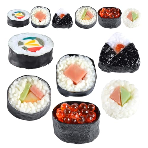 Abaodam 12St Sushi-Modell Sushi-Replik simuliertes Essen künstliches Sushi Japanisches Sushi Spielzeug Sushi Attrappe Simulationsmodell für Sushi-Lebensmittel Sushi-Requisiten PVC von Abaodam