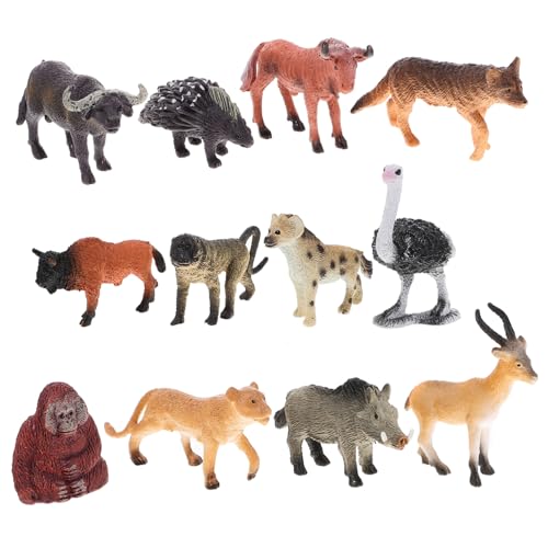 Abaodam Tierfiguren 12st Simulierter Afrikanischer Tiermodellsatz Dschungeltiere Miniaturen Märchenhafte Gartentiere Auto-Tiere-Dekorationen Mikrolandschaftstiere Mini-Tiere-Ornament Plastik von Abaodam