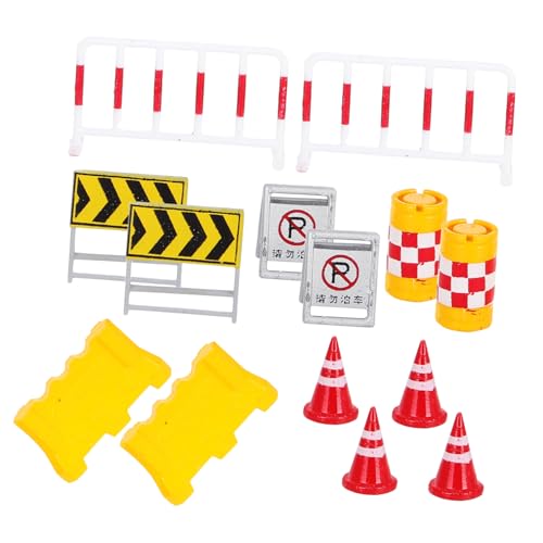 Abaodam 14 STK Verkehrsbarrikadenmodell Verkehrszeichen-Wandleuchte Automatten-Spielzeug Mini-Konstruktionskegel Straßenmatte für Spielzeugautos Spielzeugstraße Zeichen Spielen Ampel Harz von Abaodam