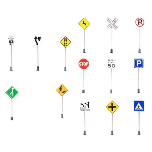 Abaodam 14st Zubehör Für Mikrolandschaften Simulation Straßenschild Schilder Für Sandtisch-straßensperren Verkehrszeichen Barrikade Dekoration Bildungsspielzeug Abs Plus Edelstahl von Abaodam