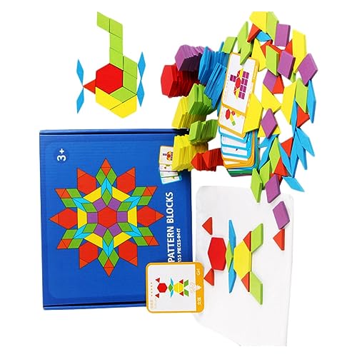 Abaodam 155 Teile Geometrische Formen Holzpuzzle Für Kreatives Lernspielzeug Für Jungen Und ädchen Montessori Puzzle Mit Designkarten Und Aufbewahrungstasche von Abaodam