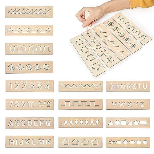 Abaodam 16st Übungsbrett Aus Holz Buchstabenschablonen Puzzle Für Kinderspiele Zeichenbrett Für Buchstaben -Tablet Vorschulisches Lernen Lehrtafel Lehrmittel Khaki von Abaodam