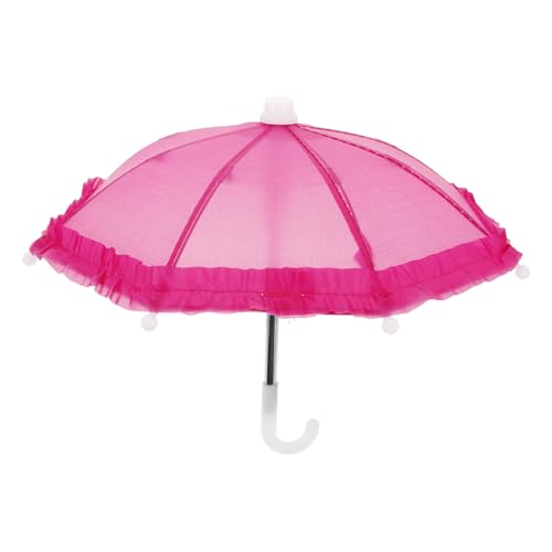 Abaodam 18 Puppenschirm Miniaturschirm Regenschirme Masse Spielzeug Regenschirm Puppenhaus Regenschirm Puppenfotoprop Mini-Regenschirm-Dekoration Puppenhaus regnerisches Foto Plastik Rosy von Abaodam