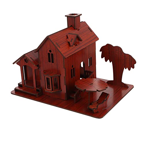 Abaodam 1Stk 3D- -Puzzle Puzzle rätselbuch kinderpuzzle spielsachen zabawki stymulujące rozwój 3D-Modell Villa-Puzzle Villa-Modell DIY-Puzzle Holz Brown von Abaodam