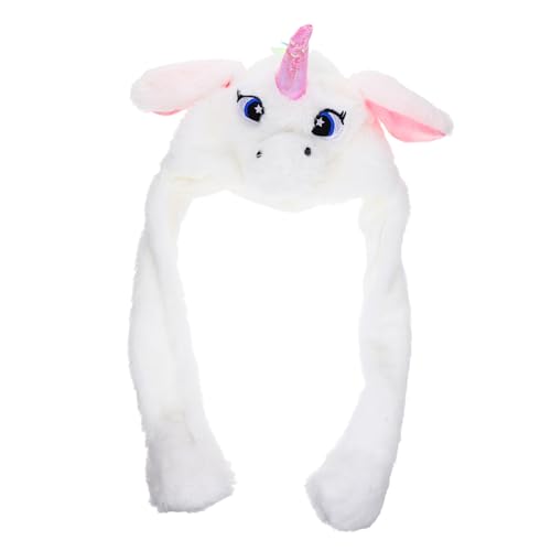 Abaodam 1Stk -Kappe lustiger Einhornhut Kuscheltiere Ostergeschenke Kostüm Mütze tierkostüme weihnachten party Plüsch-Partyhut Neuheit Einhorn Hut Künstliches Kaninchenfell Weiß von Abaodam