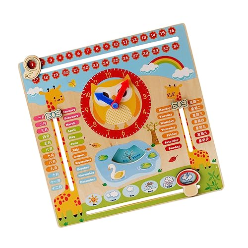 Abaodam 1Stk hölzerne Uhr Uhren für Kinderkalender Kinderpuzzle Entwicklungsspielzeug lernspielzeug kinderzimmer Wandspielzeug für Kalender-Uhr- von Abaodam