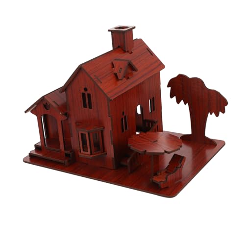 Abaodam 1stk 3D- -Puzzle DIY-modellbausatz 3D-Puzzle-Villa 3D-Modell Puzzle-Engineering-Spielzeug Puppenhaus-Puzzle 3D-Hausbau-Puzzle Pädagogisches Spielzeug Kinderspielzeug Holz Brown von Abaodam