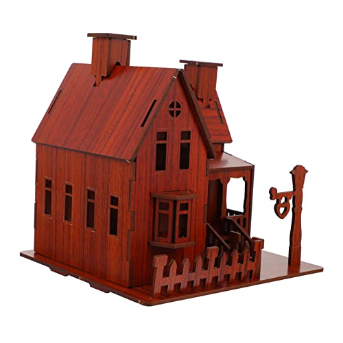 Abaodam 1stk 3D- -Puzzle Kreatives Puzzle- Hausmodell-Puzzle 3D- Bauen Zusammen 3D-Puzzle- Dekoratives Hausmodell Villa-Modell-Puzzle Holz Brown von Abaodam