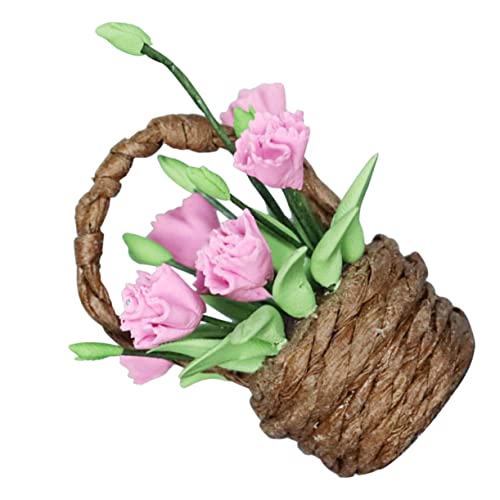 Abaodam 1stk Dekorativer Blumenkorb Puppenhausmöbel Sukkulenten Im Freien Künstlich Pflanzen Miniaturen Gras Figuren Lilie Solar- Anlage Besonderheit Saftige Bausteine Ton von Abaodam