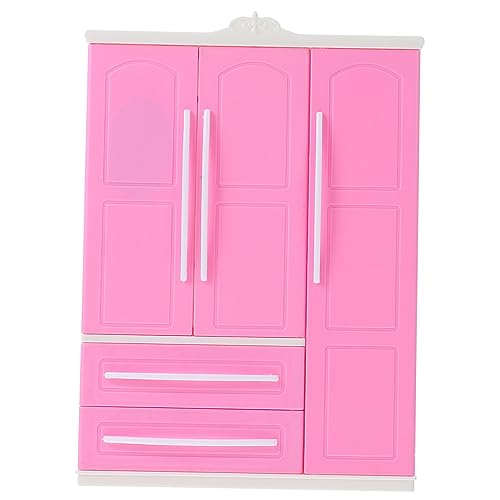 Abaodam 1stk Puppenkleiderschrank Puppenmöbel Kleine Hausbedarf Puppenspielzeug Möbel Schrank Kleiderschrank Für Puppenkleider Mini-hausmöbelzubehör Puppengarderobe Puppenschrank Abs Rosa von Abaodam