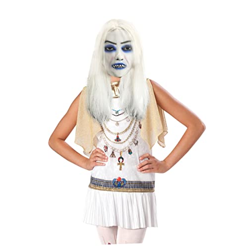 Abaodam 1stk Weißhaarige Hexenmaske Geisterhaus-maske Gruselige Kopfbedeckung Unisex-retro-alte Gruselige Maske Schreckliche Maske Für Halloween-party Kostümmaske Mit Verkleidung Emulsion von Abaodam