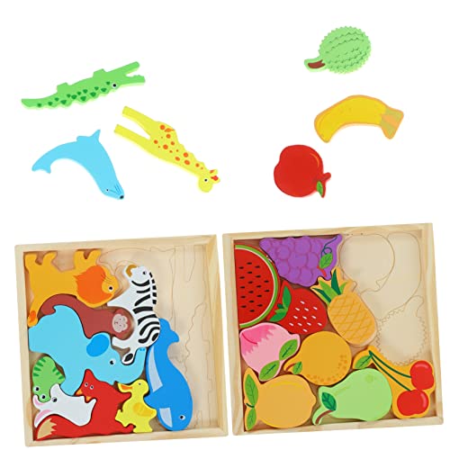 Abaodam 2 Kartons Puzzle Für Puzzle- Aus Holz Holzpuzzle Für Kleinkinder Lernspielzeug Aus Holzpuzzle Holzpuzzles Für Kleinkinder Cartoon-holzpuzzle Kinderspielzeug Hölzern von Abaodam