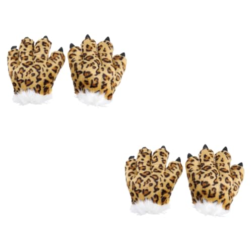 Abaodam 2 Paar Handschuhe Fäustlinge Halloween-tierkostüm Tierkostüme Für Kinder Stoff Leopard von Abaodam