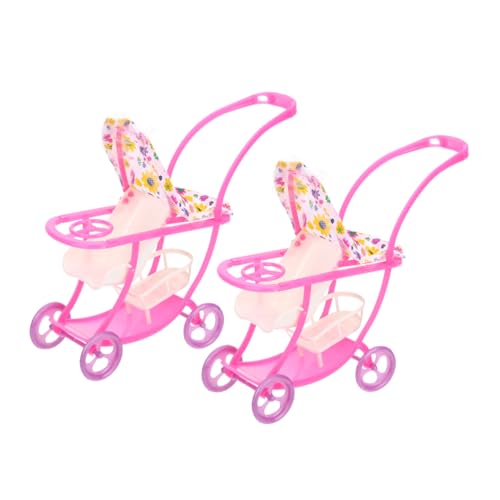 Abaodam 2 STK Kinderwagen Spielzeug-einkaufswagen Puppen-modellspielzeug Puppenwiege Babyspielzeug Einkaufswagen-Spielzeug Mein Erstes Puppenmädchen Teleskoppuppe Puppenbuggy Plastik von Abaodam