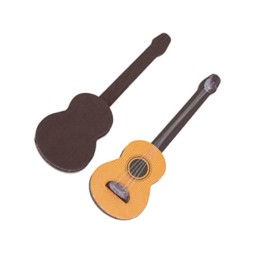 Abaodam 2 STK Miniatur-Gitarrenfiguren Spielzeug Gitarre Miniatur-Zubehör Puppenhaus Figur Miniaturmöbel holzspielzeug holzspielsachen Desktop-Holzminiaturen Mini-Gitarre aus Holz Bambus von Abaodam